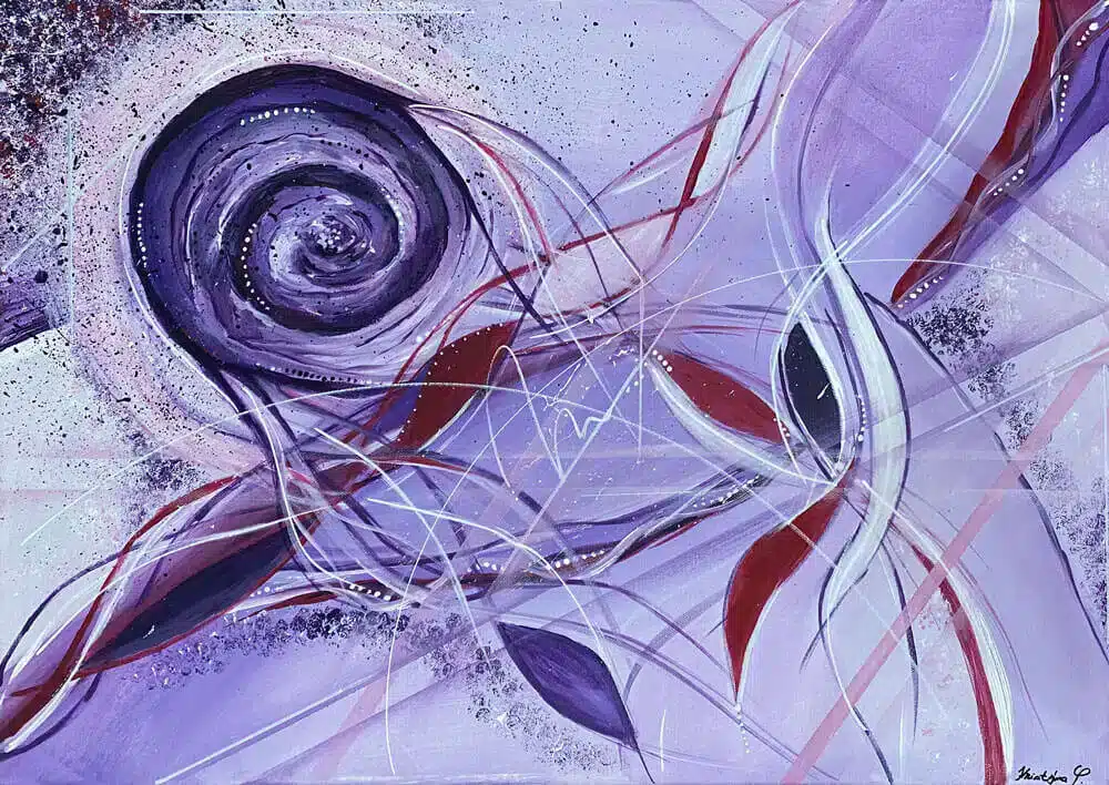 Abstract painting in acrylic entitled: Purple dream