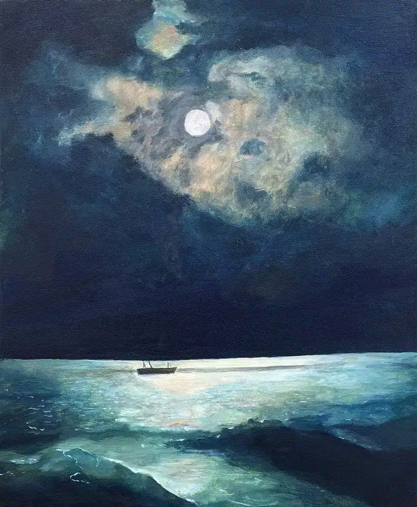 Abstract painting in acrylic entitled: Moonlight