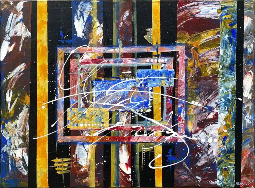 Abstract painting in acrylic entitled: Metro