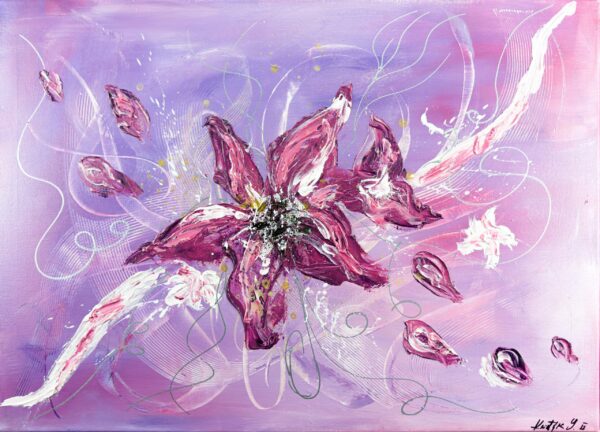Abstract painting in acrylic entitled: Whisper of Lilies