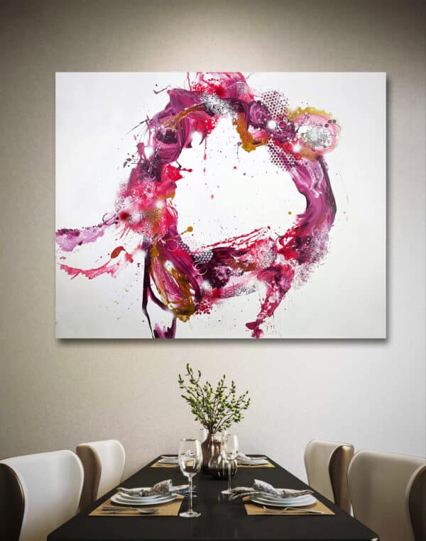 The painting is an abstraction titled: Tender Blossom